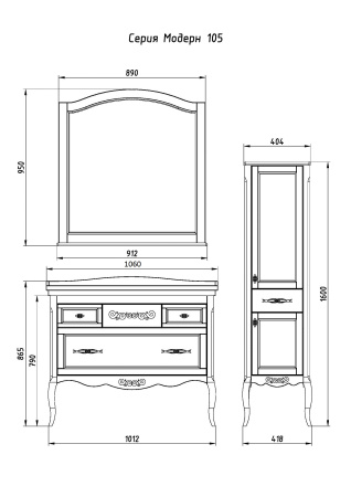 Зеркало (92х95)  ASB-Woodline Модерн 105 11231 (белый)